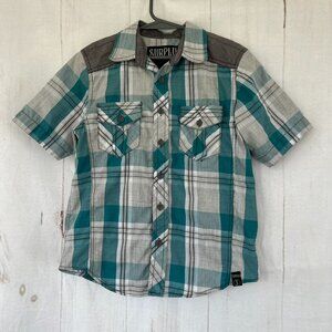 The Boys Surplus Co. short sleeve multicolor plaid button-up in size small (8)
